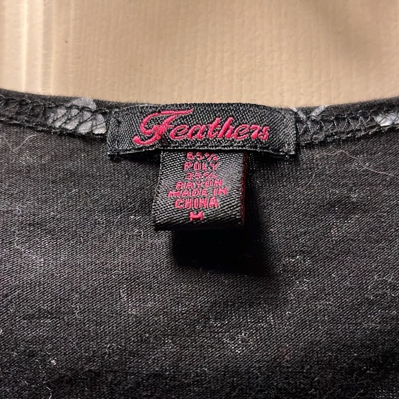 Feathers black dress with grey hearts silver piping around arm holes and chest - Picture 3 of 4